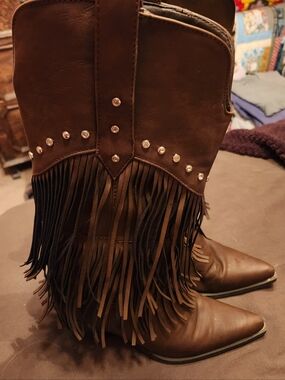 Roper Fringe & Rinestones Cowgirl Boots 6.5